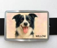 08B -  Boucle de ceinture personnalisable Photo chien style Aquarelle