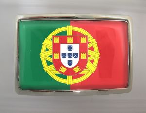 Boucle de ceinture Drapeau Portugal rectangle chrome