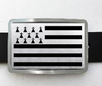 Boucle de ceinture Drapeau Breton Noir et métal brossé