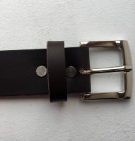 CPF19B - Ceinture cuir marron modèle "classique" avec boucle de ceinture finition Nickel 