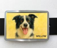 08B -  Boucle de ceinture personnalisable Photo chien style Aquarelle