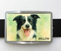 08B -  Boucle de ceinture personnalisable Photo chien style Aquarelle