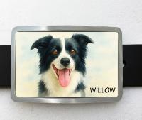 08B -  Boucle de ceinture personnalisable Photo chien style Aquarelle