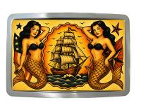 Boucle de ceinture sirènes, old school tatouage marin
