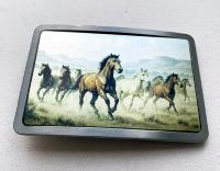 Boucle de ceinture Chevaux mustang en liberté  