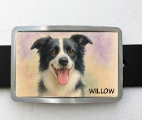 08B -  Boucle de ceinture personnalisable Photo chien style Aquarelle